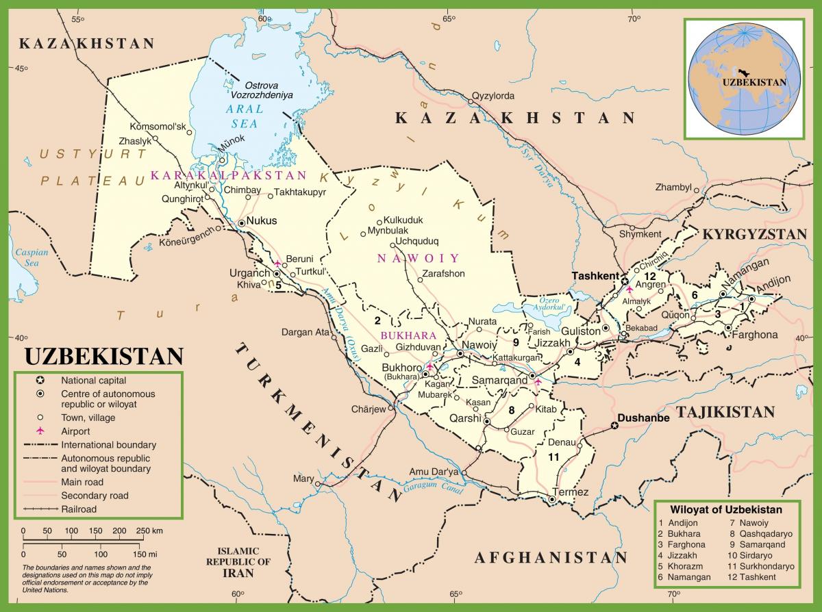 harta Uzbekistan politice 